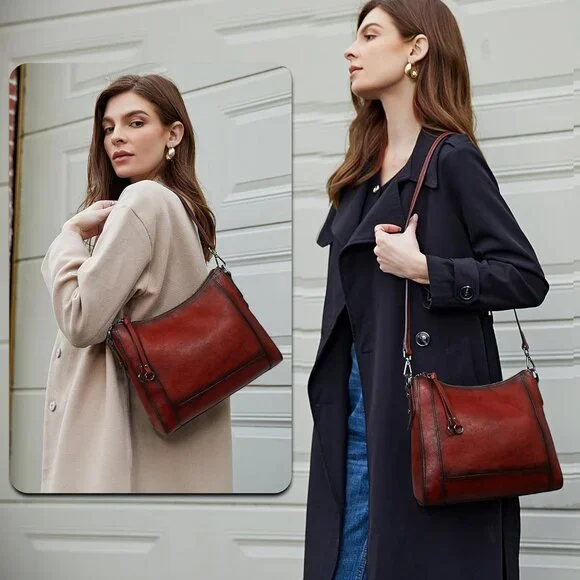 Women Wine Genuine leather Imported Purses Handbag Crossbody Bags - Picture 2 of 7